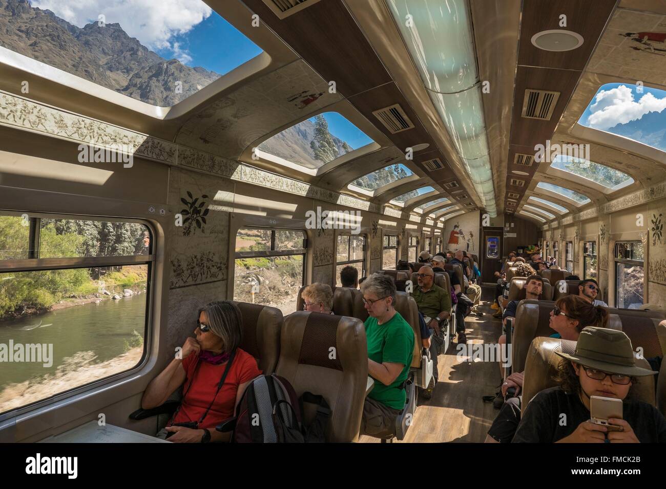 Panoramic Inca Train Peru, Cusco Province, Incas Sacred Valley, the train leading to Aguas ...