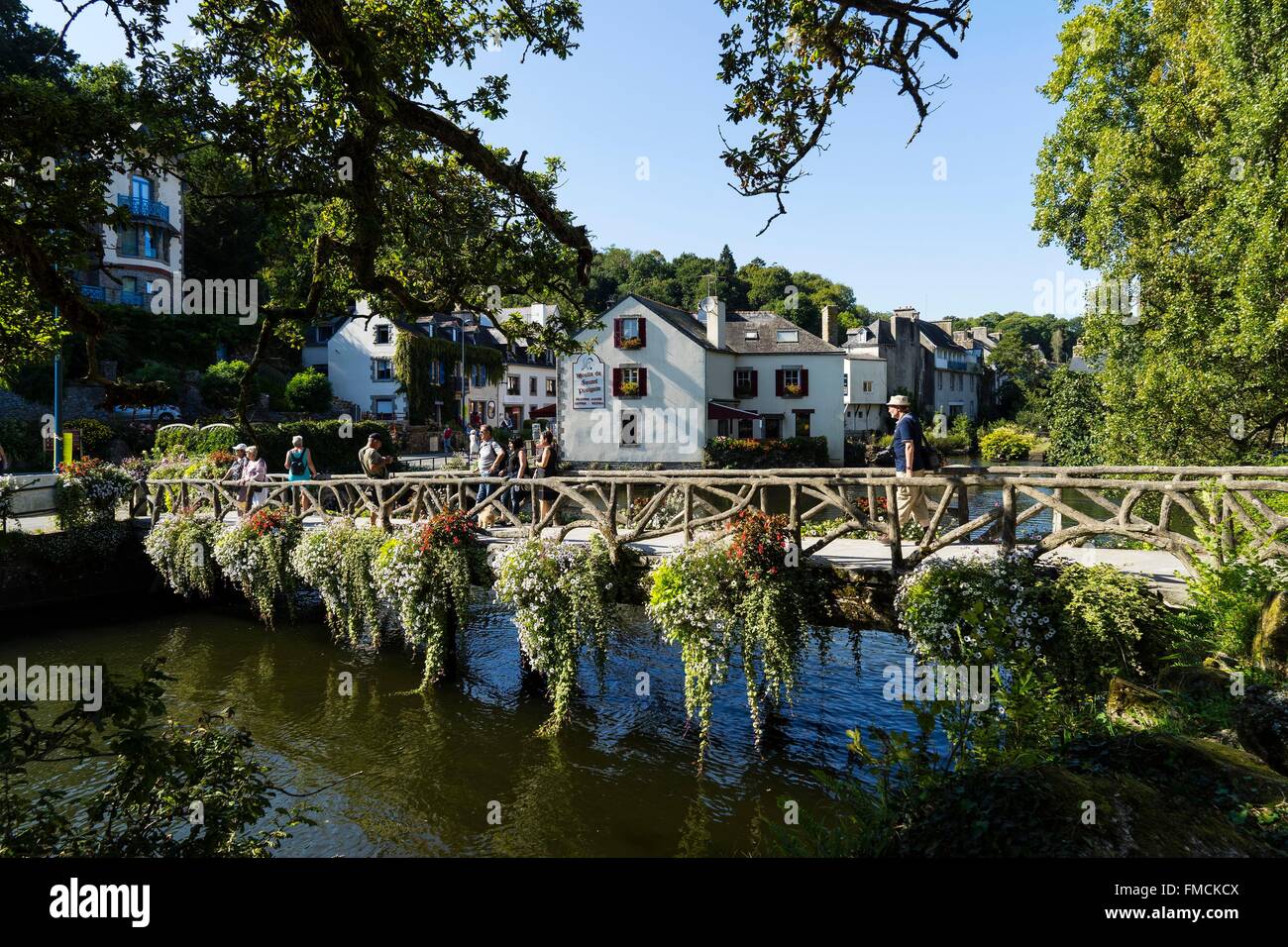 France, Finistere, Pont Aven, small bridge over the river Aven Stock Photo