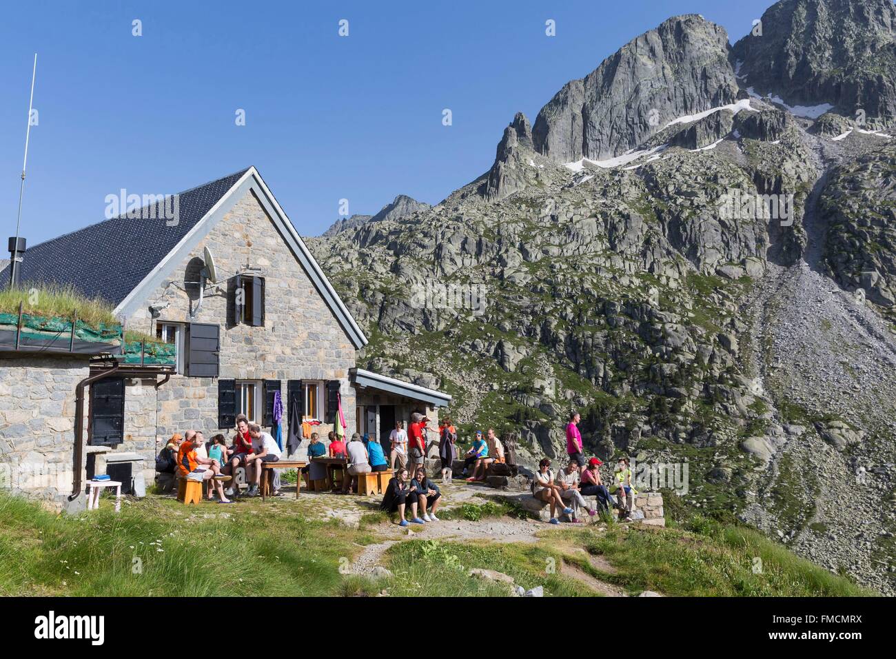 Spain, Catalonia, Val d'Aran, Arties, Aigüestortes i Estany de Sant Maurici National Park, Ventosa i Calvell refuge Stock Photo