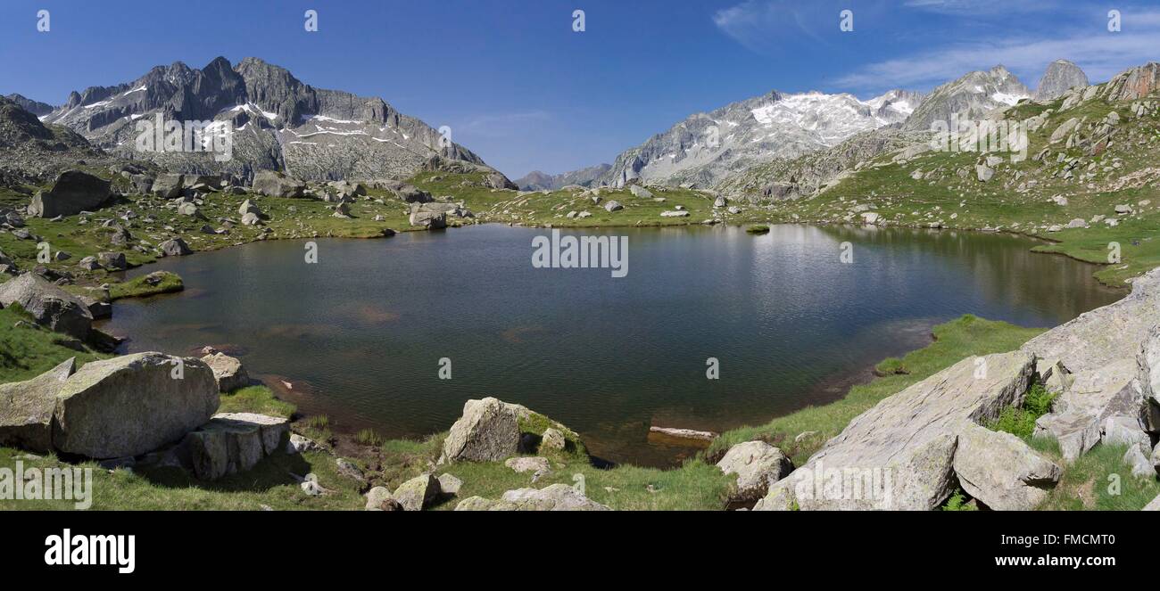 Spain, Catalonia, Val d'Aran, Arties, Aigüestortes i Estany de Sant Maurici National Park, Clot lake Stock Photo