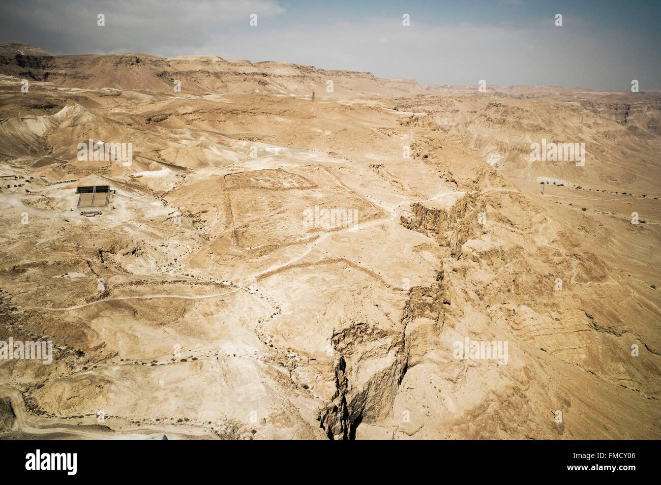 Israel, Judean Desert, Massada, archeological site, listed as World Heritage by UNESCO, the Roman camp Stock Photo