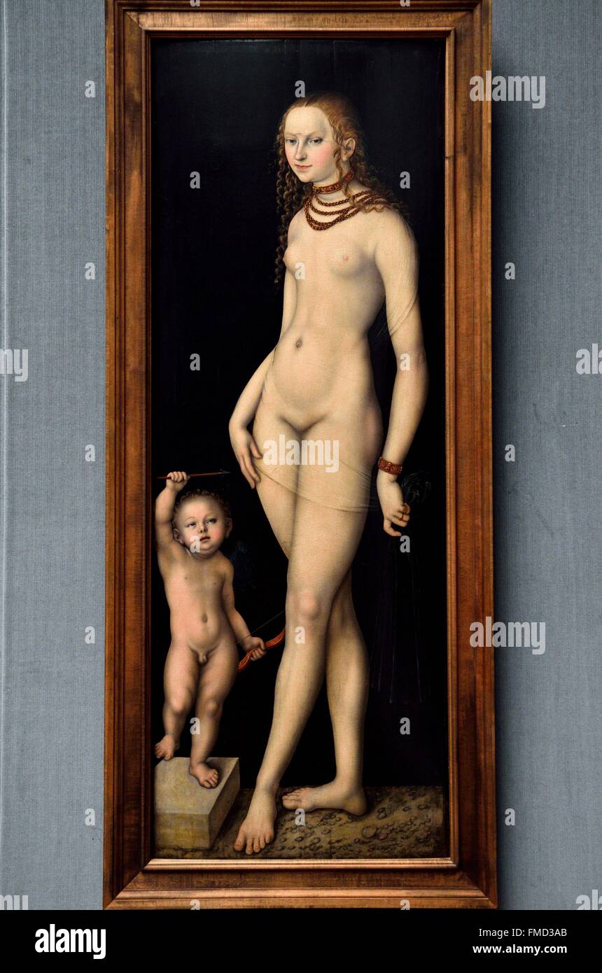 Germany, Berlin, picture gallery (Gemäldegalerie), Lucas Cranach the elder, Venus and Cupido Stock Photo