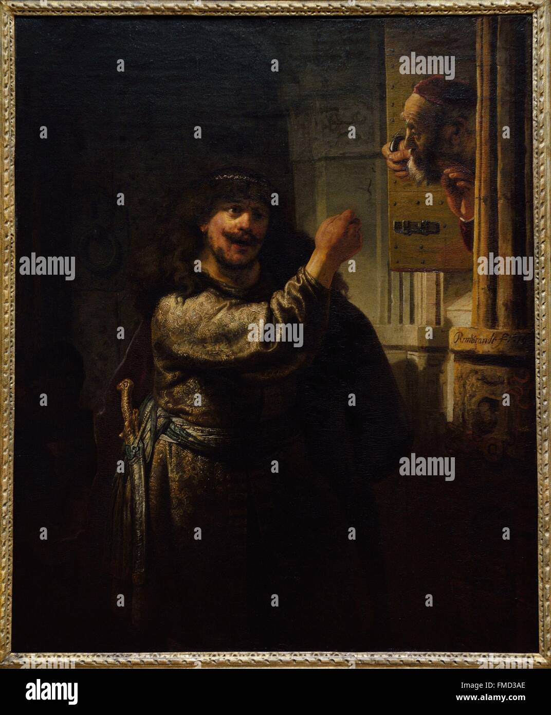 Germany, Berlin, picture gallery (Gemäldegalerie), Rembrandt, Samson threatening his father-in-law Stock Photo