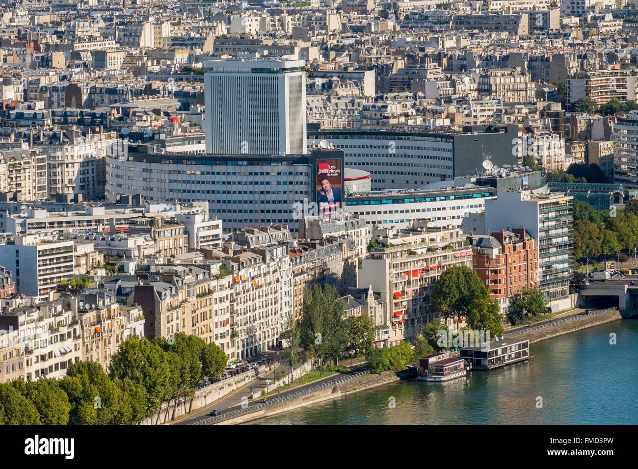 France Paris The Maison De La Radio Aerial View Stock Photo