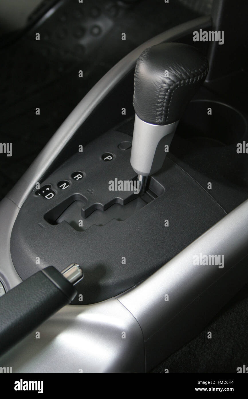 gearchange lever in interior of the car Stock Photo Alamy