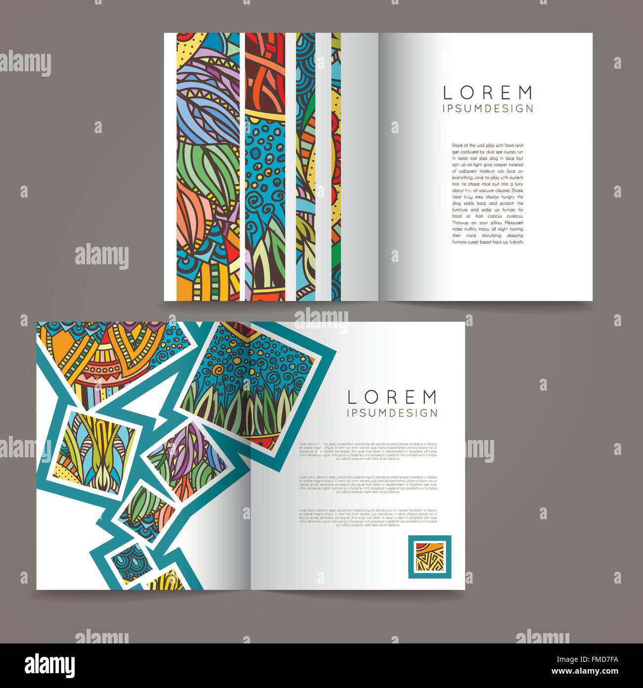 Set of vector design templates. Magazines in random colorful style ...