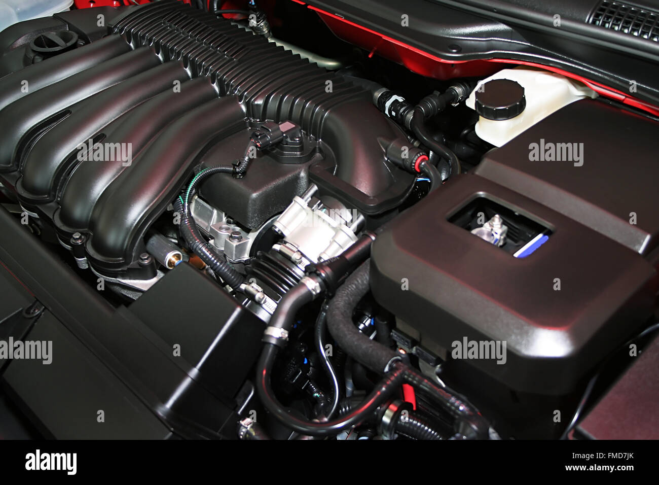 The modern and economic engine of the sports car Stock Photo