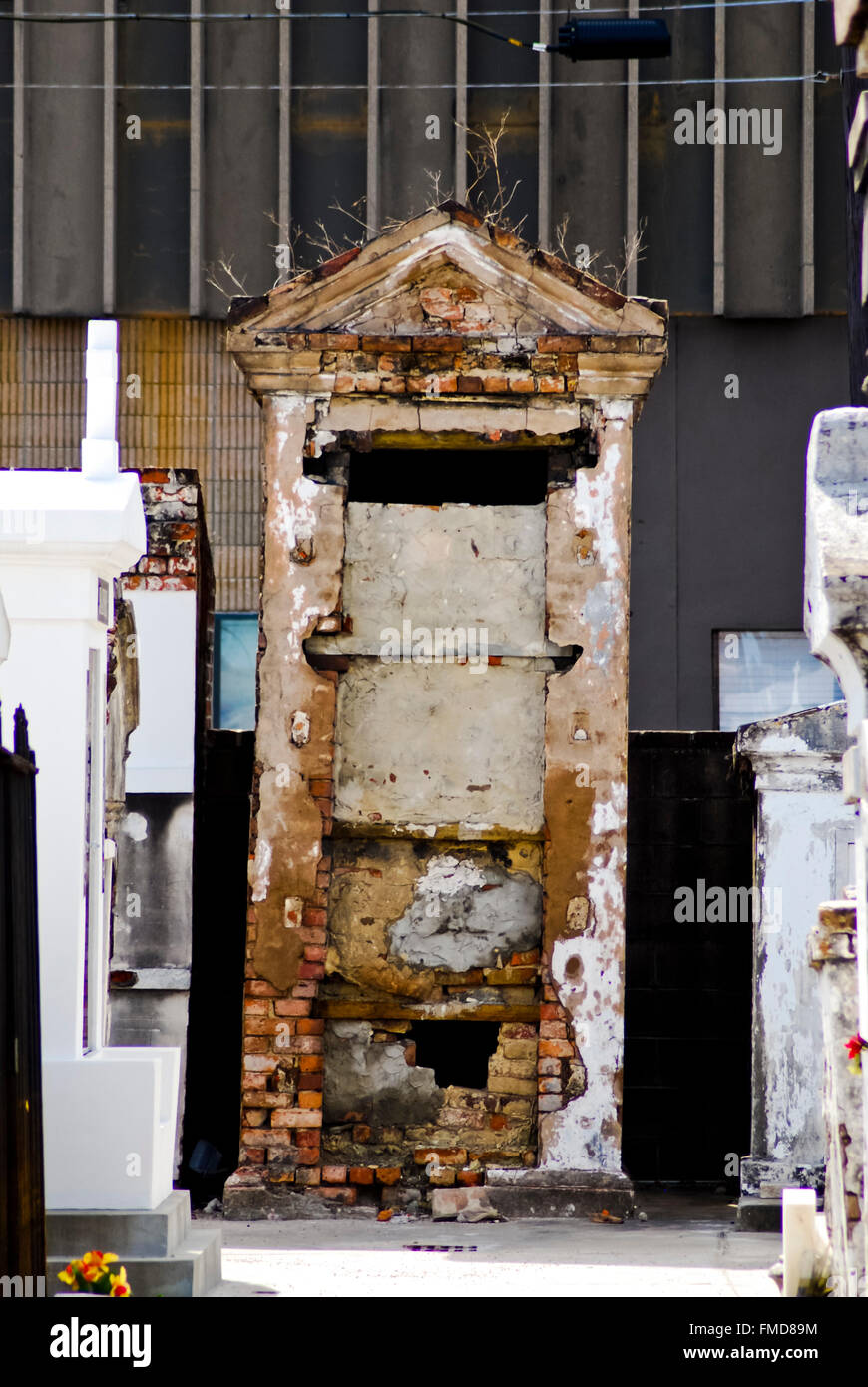 A dilapidated vault in the St Louis No 2 Cemetery New Orleans Louisiana USA Stock Photo