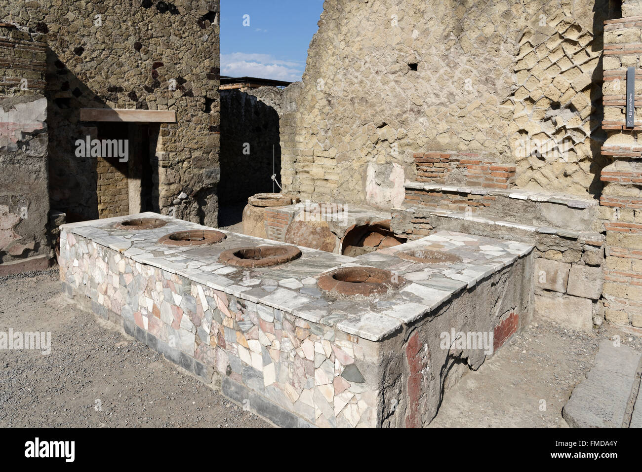 Excavation, Grande Taberna, Herculaneum excavation site, Gulf of Naples, Campania, Italy Stock Photo