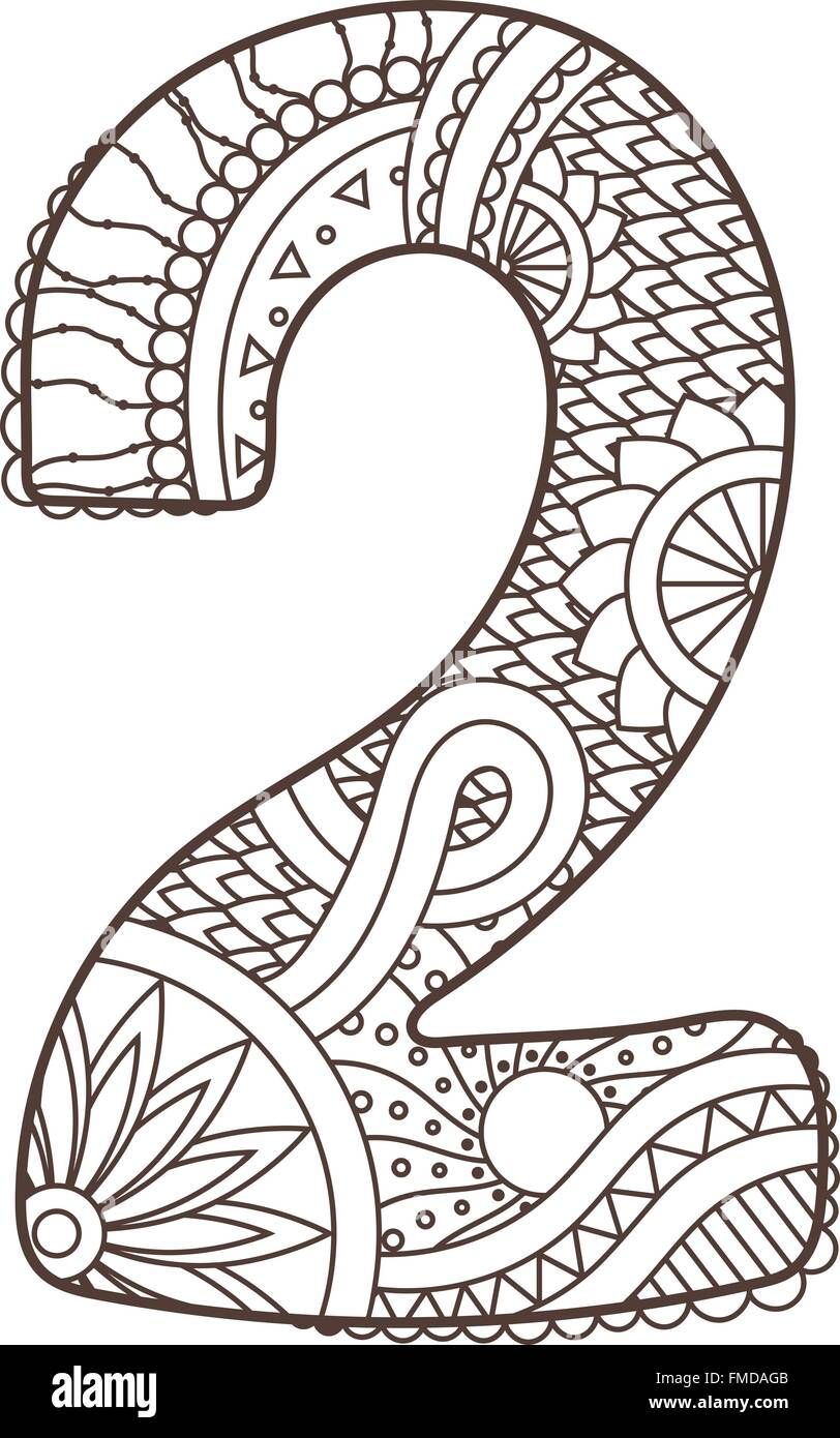 Zentangle number. Vector decorative number. Stock Vector