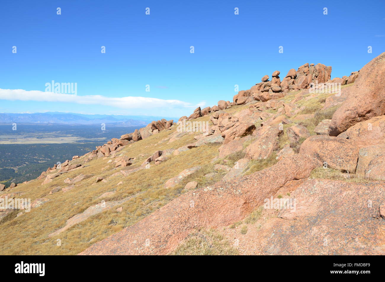 Scenic view from Pikes Peak Highway, Pikes Peak, Colorado Stock Photo