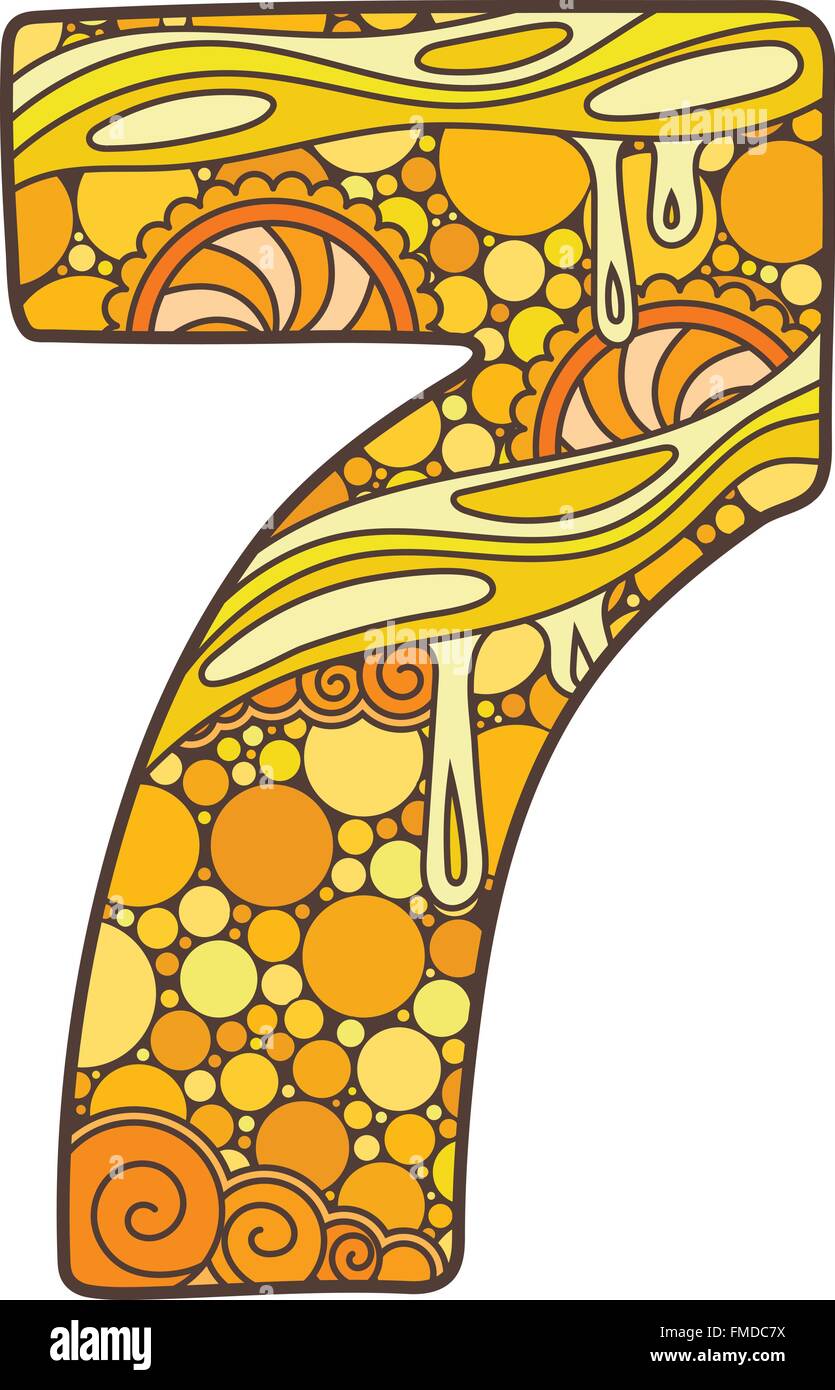 Zentangle number. Vector decorative number. Stock Vector