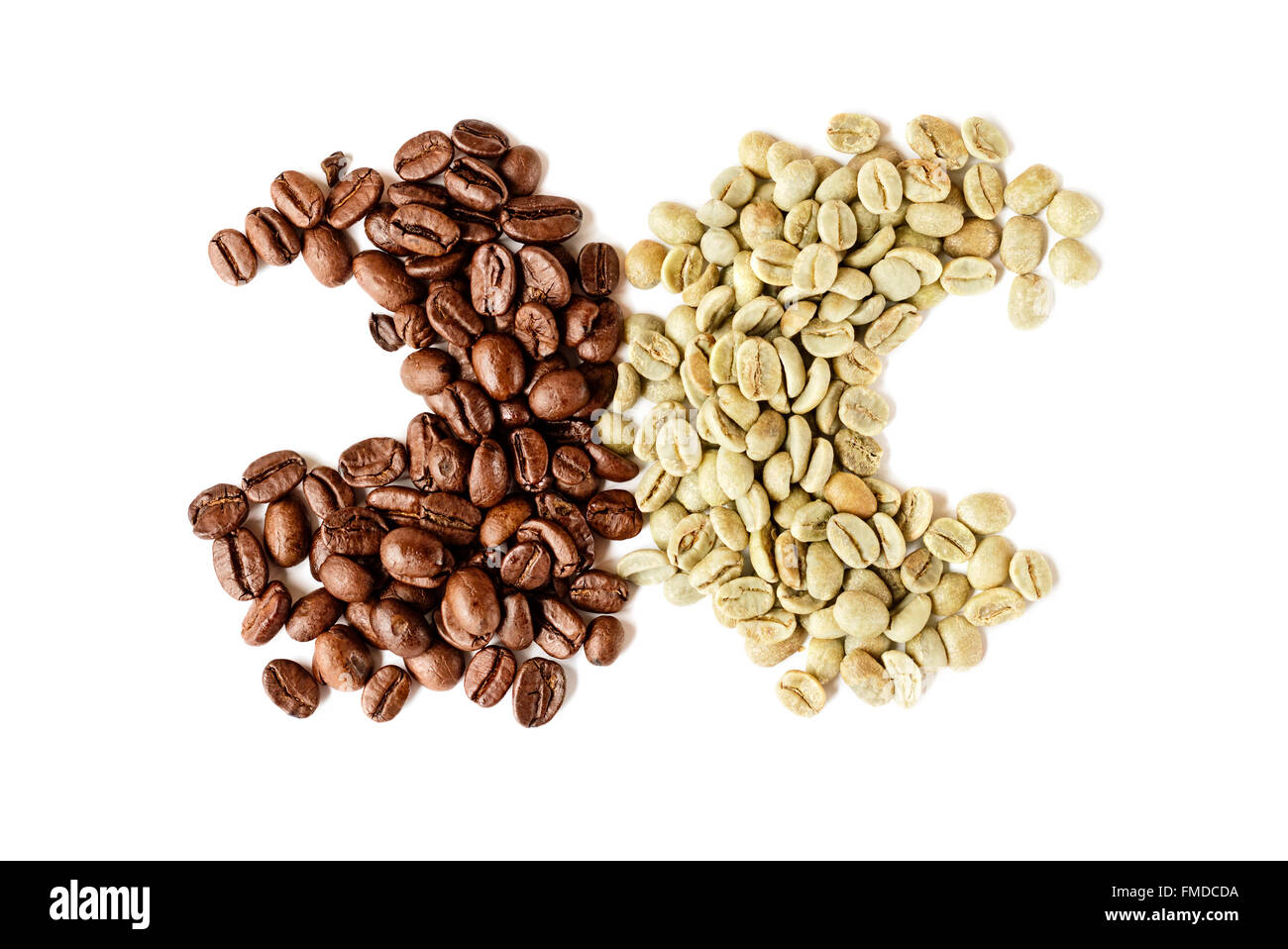 Raw and roasted coffee beans isolated on white Stock Photo Alamy