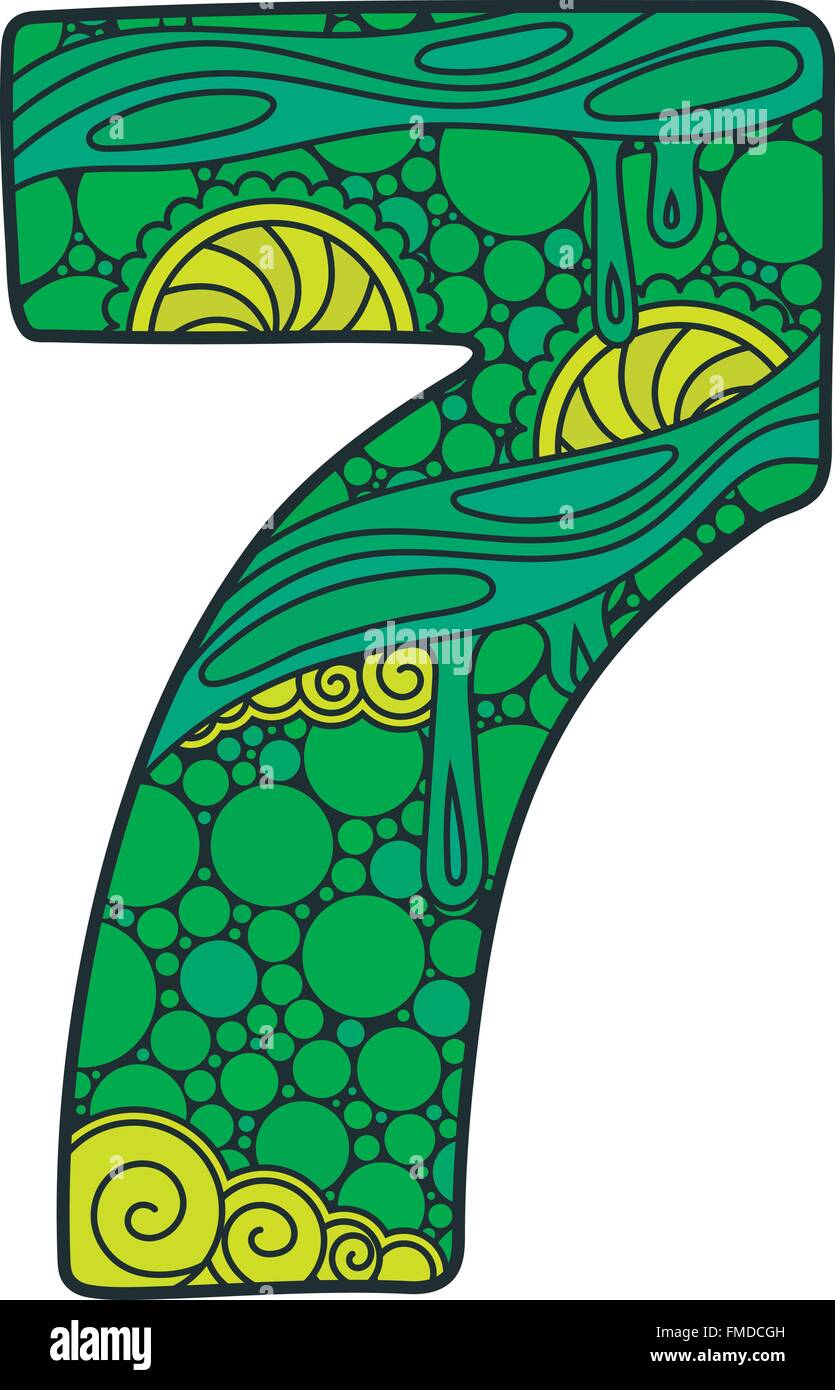 Zentangle number. Vector decorative number. Stock Vector