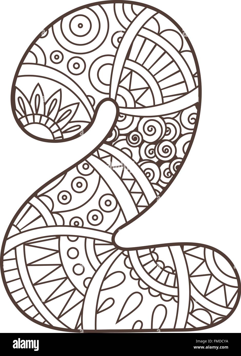 Zentangle number. Vector decorative number. Stock Vector