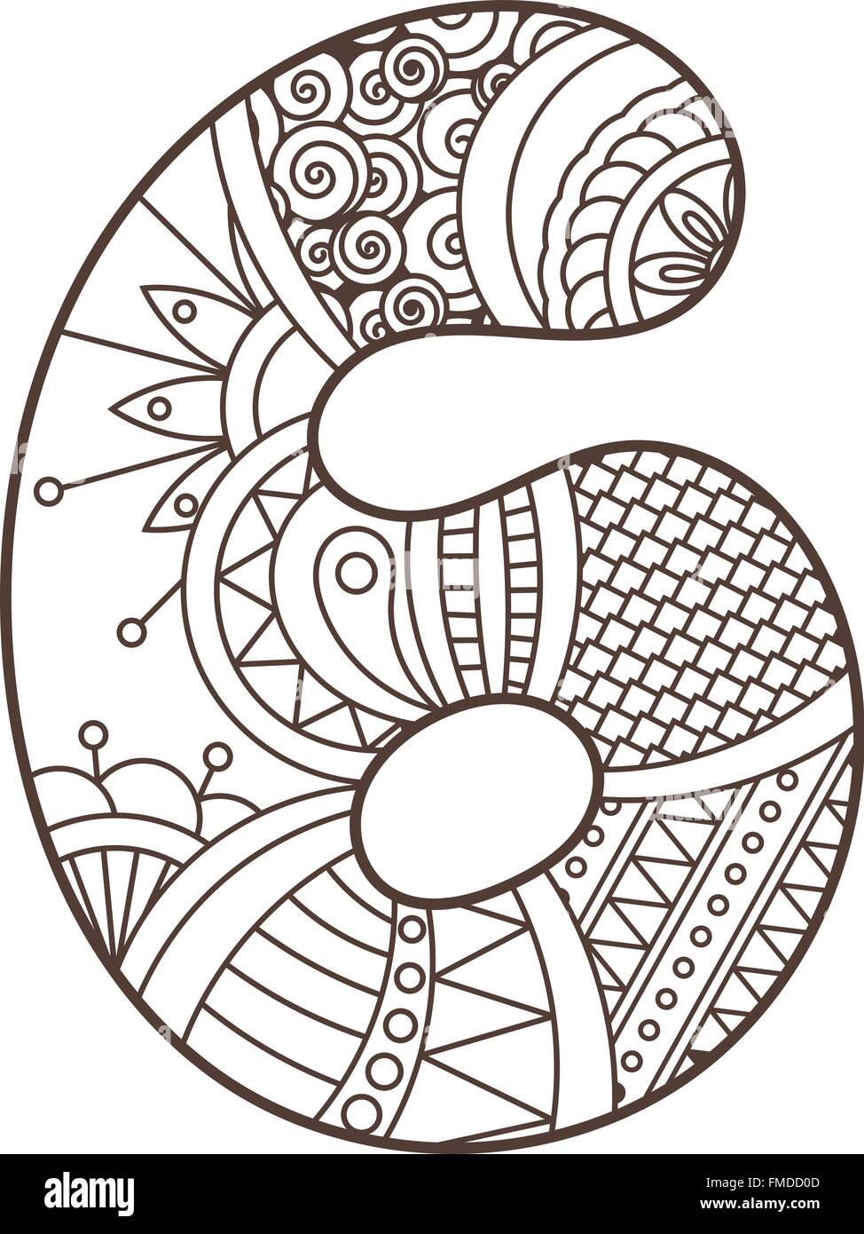 Zentangle number. Vector decorative number. Stock Vector