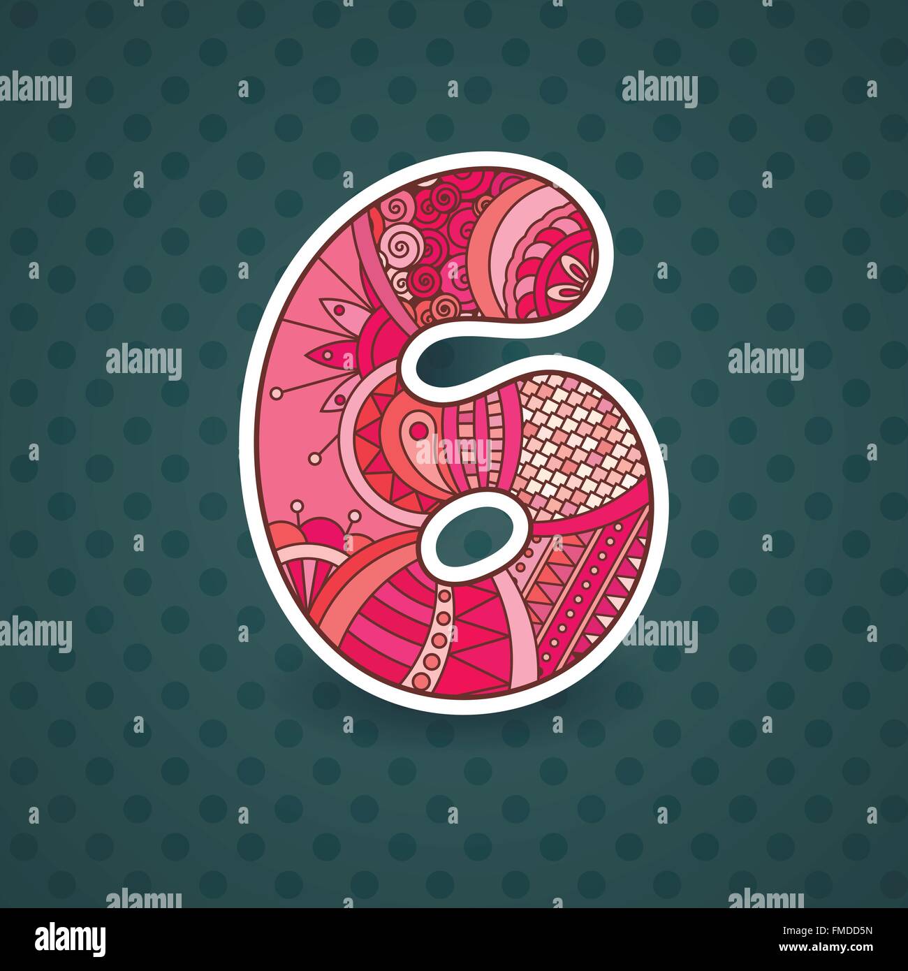 Zentangle number. Vector decorative number. Stock Vector