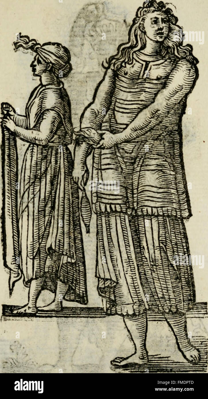 'Habiti Antichi' from 1664 showcases ancient costumes and attire, providing a historical look at fashion and clothing in ancient civilizations, contributing to the study of cultural history and textile studies. Stock Photo