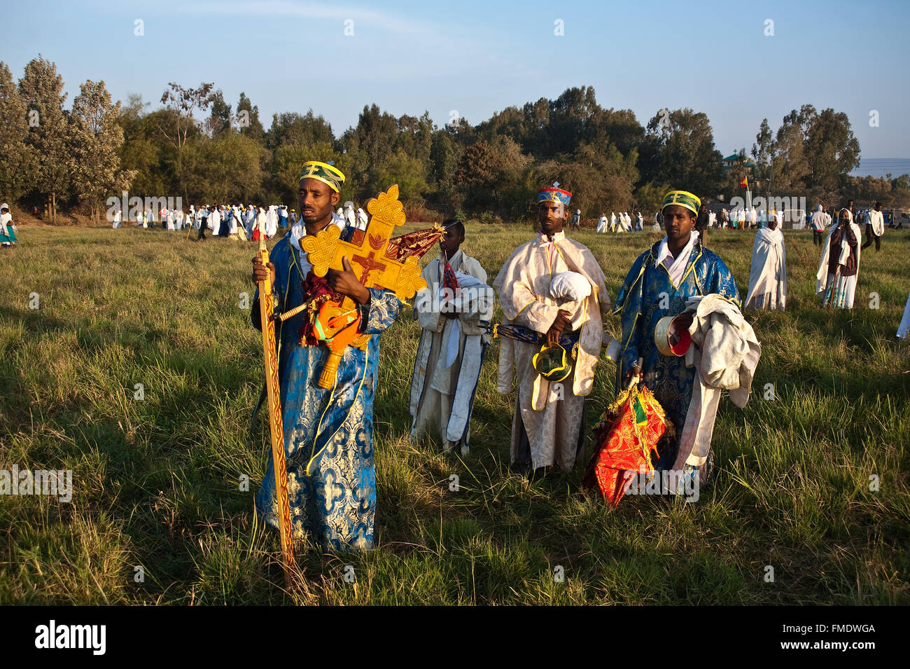 Deacons participating at the Timkat festival ( Ethiopia) Stock Photo