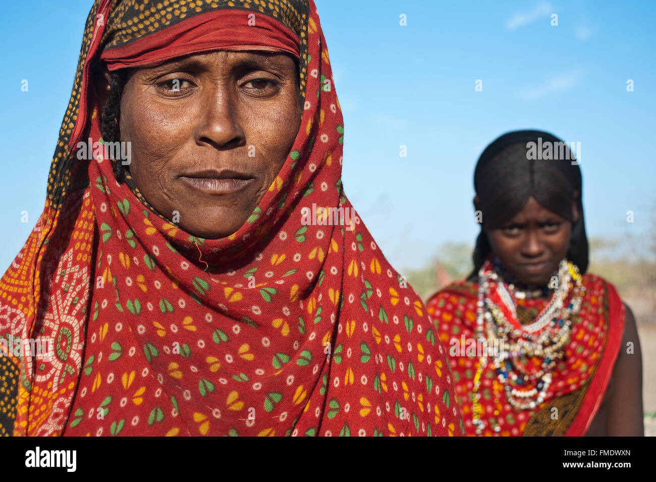 Woman and girl belonging to the Afar tribe ( Ethiopia) Stock Photo