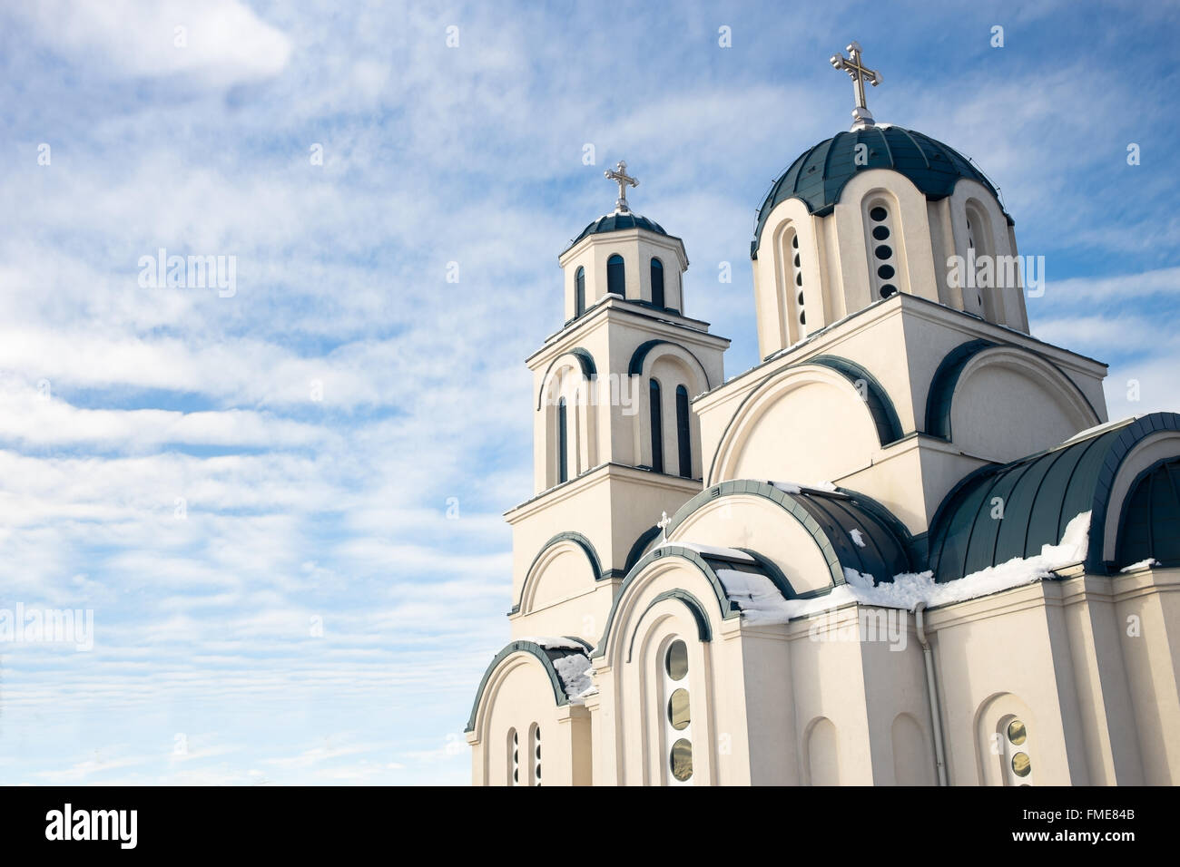 Orthodox Church Against The Blue Sky And White Clouds Stock Photo - Alamy