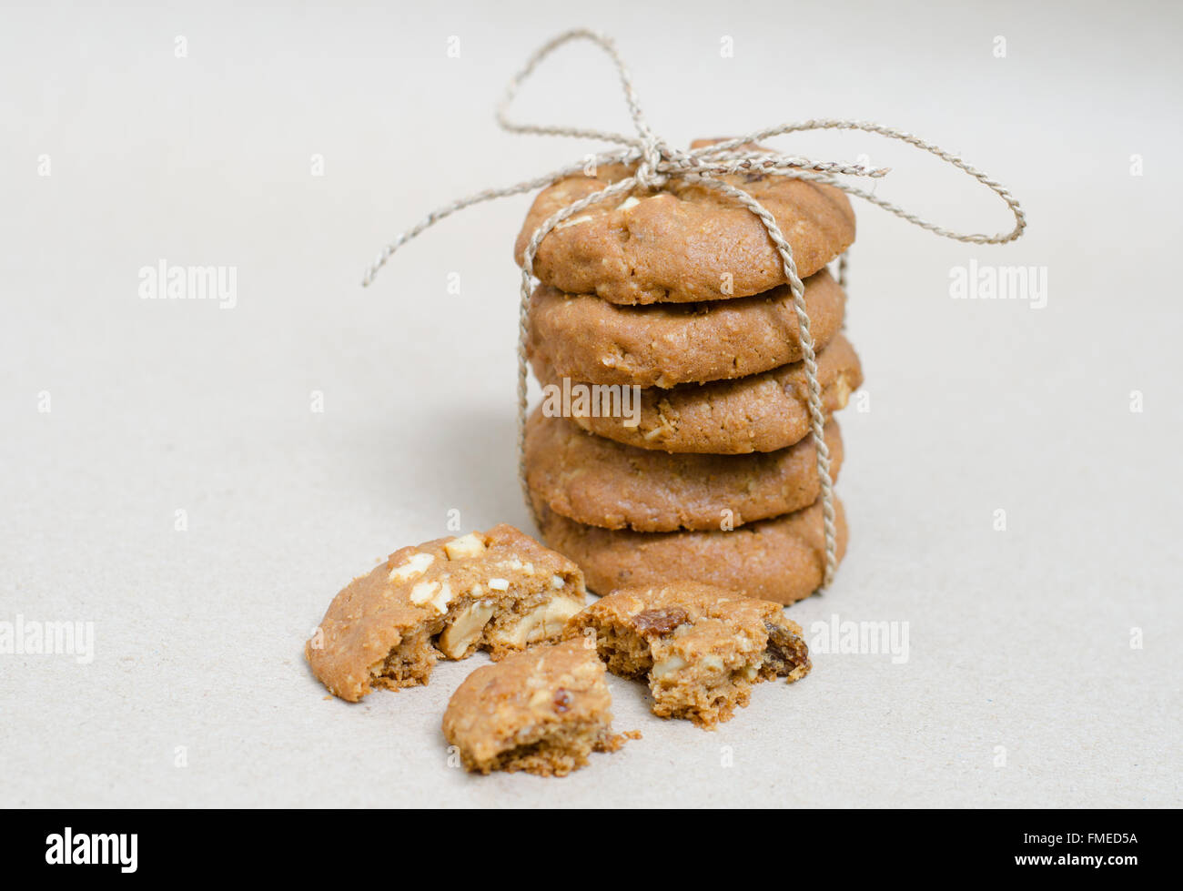 cookies on brown background Stock Photo