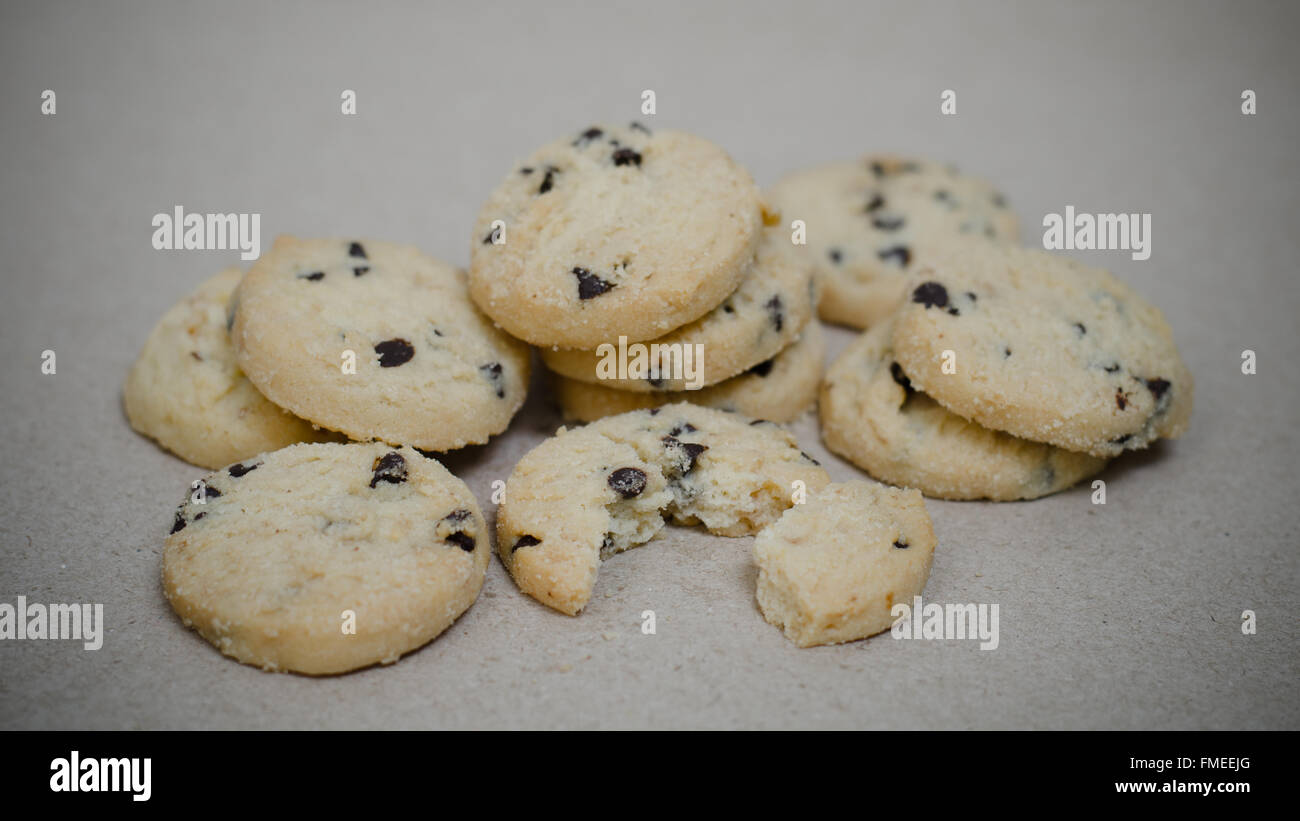 cookies on brown background Stock Photo