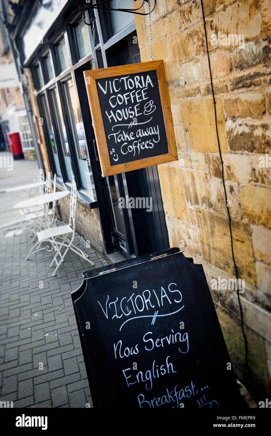 Victoria Coffee house sign in Moreton in Marsh, Cotswolds