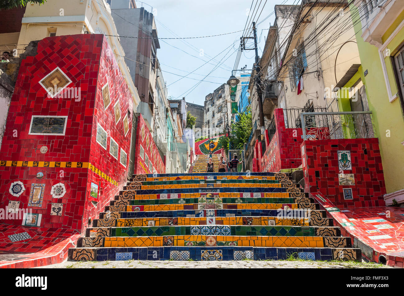 The Stairway Selaron in Lapa, Rio de Janeiro, Brazil. Stock Photo