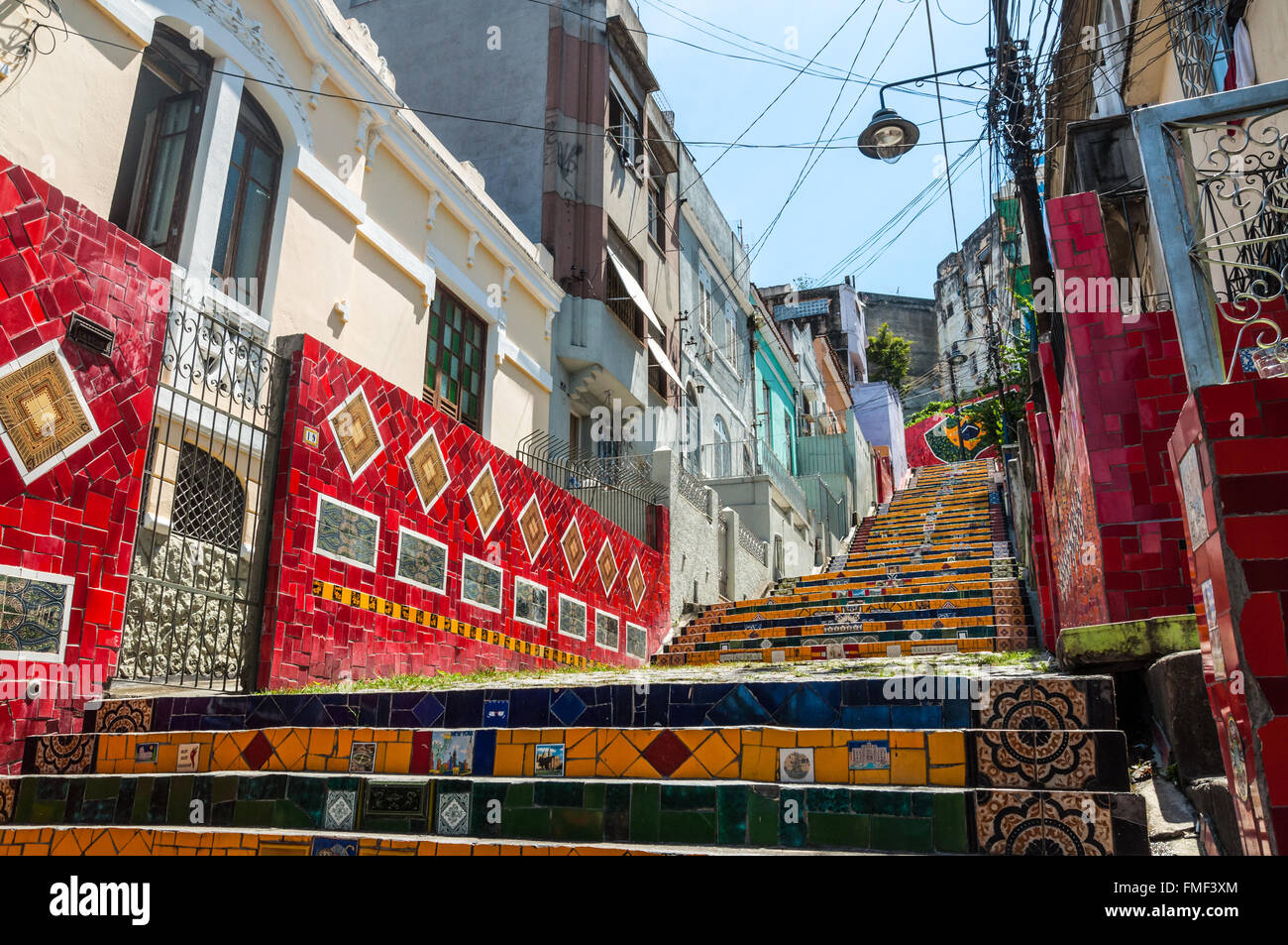 The Landmark of Rio de Janeiro - Selaron Stairs, situated in Lapa, Rio de Janeiro Stock Photo