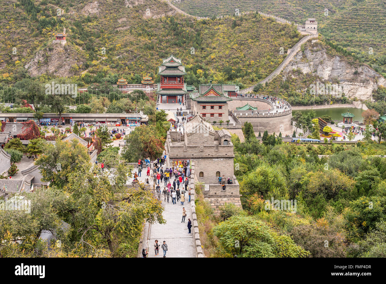 A view of the Great Wall in Beijing, China on a cloudy day Stock Photo