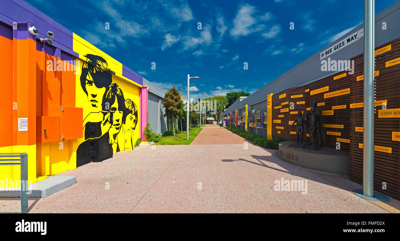 Mural and sculpture Bee Gees Way, Redcliffe, queensland, australia Stock Photo