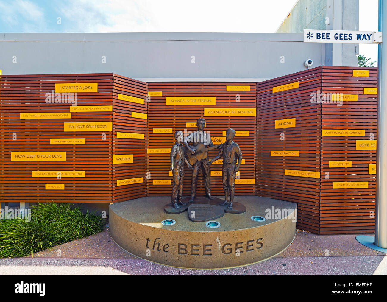 sculptures on Bee Gees Way, Redcliffe, queensland, australia Stock Photo