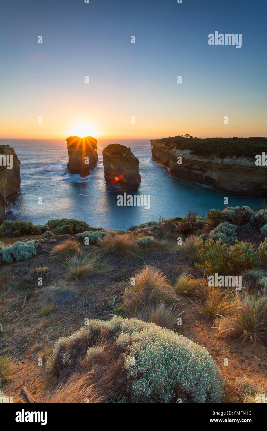 Loch Ard Gorge at sunset, Port Campbell National Park, Great Ocean Road, Victoria, Australia Stock Photo