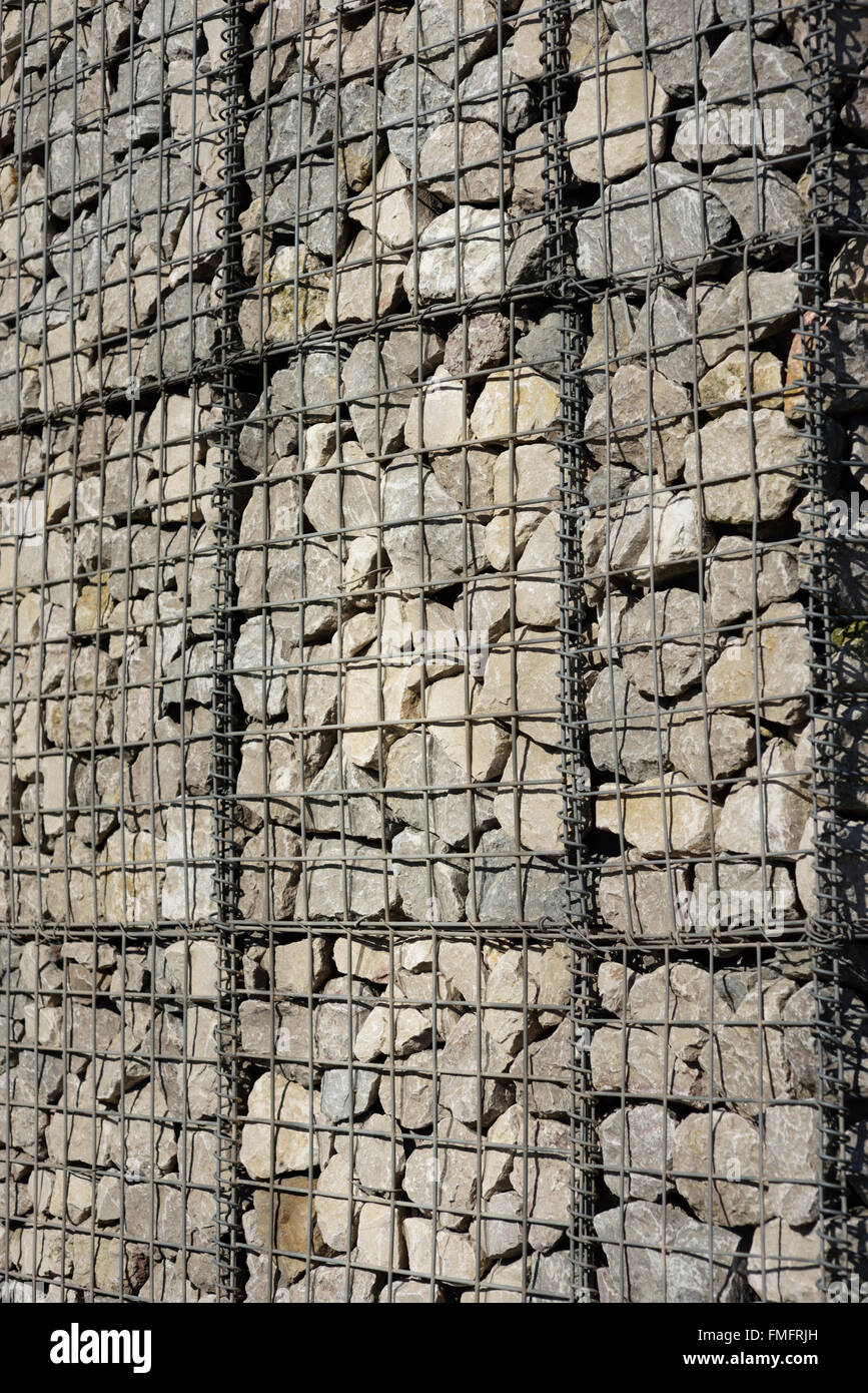 Gabion wall and baskets in bury lancashire uk Stock Photo Alamy