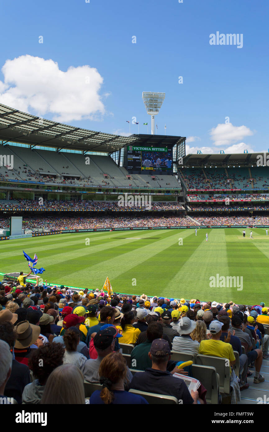 Cricket match at Melbourne Cricket Ground (MCG), Melbourne, Victoria, Australia Stock Photo