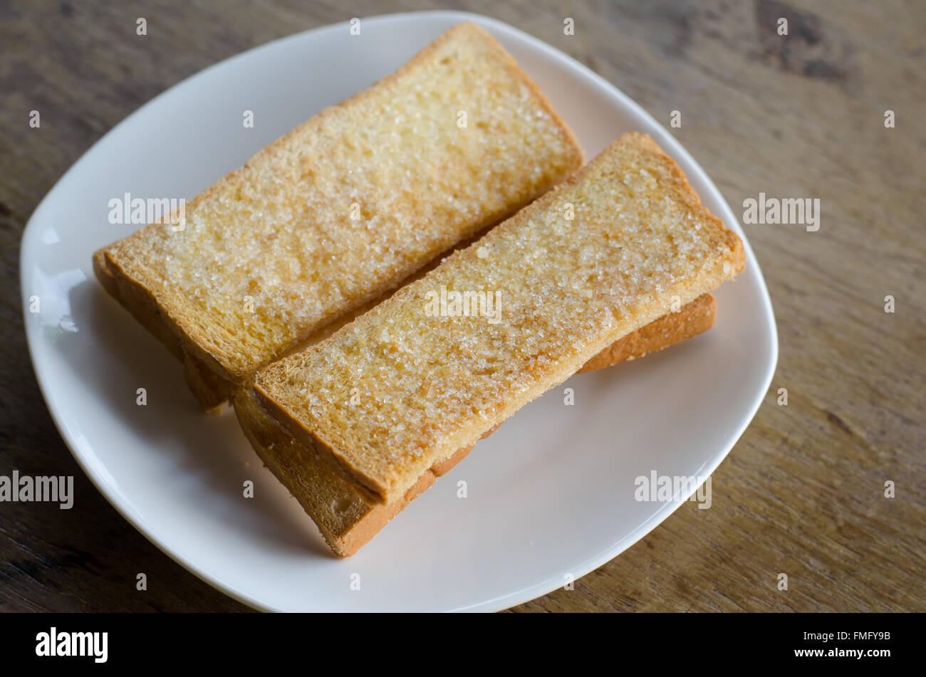 Bread  bake on white dish Stock Photo