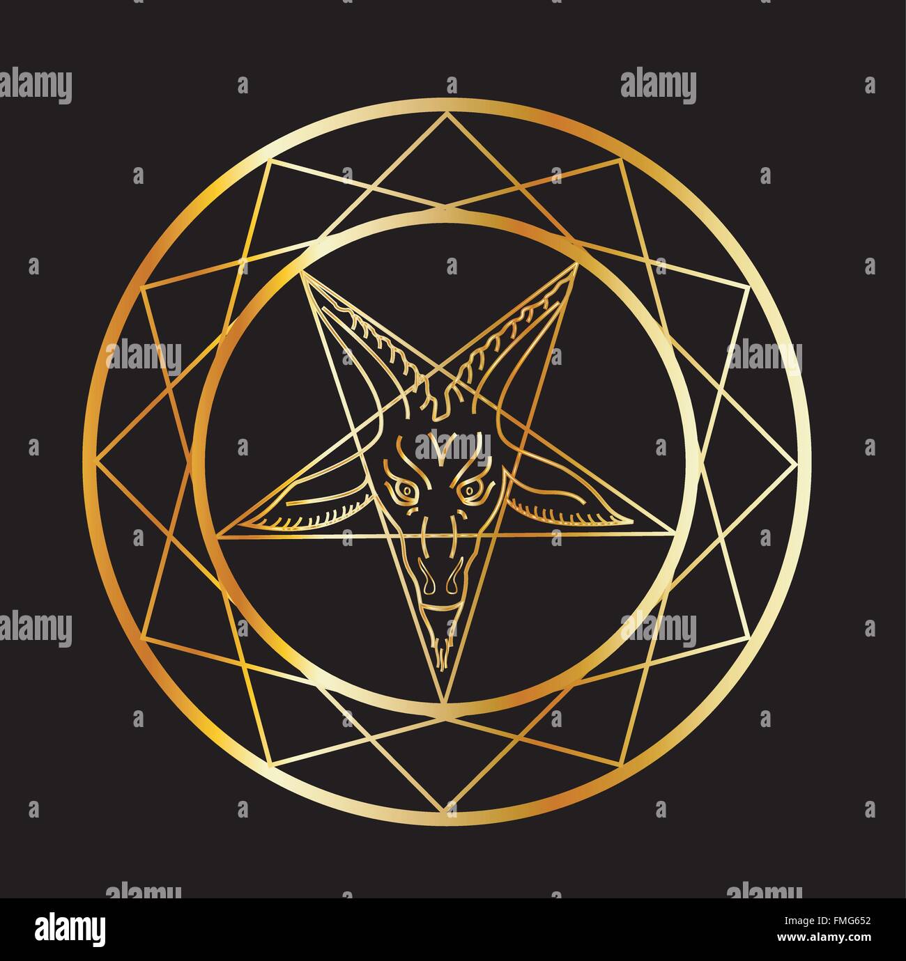 Golden sigil of Baphomet Stock Vector