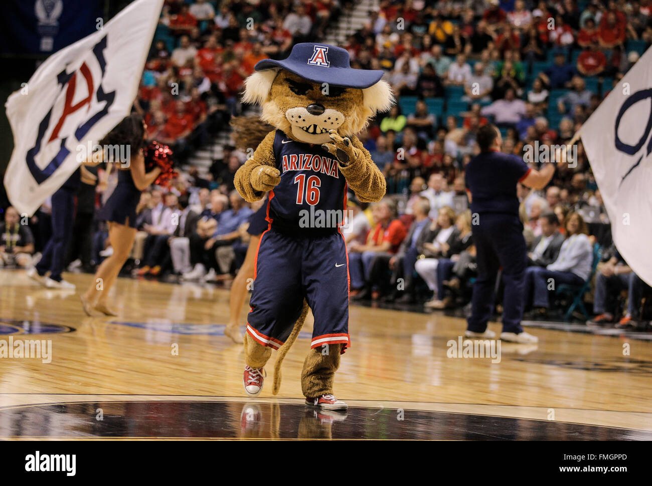 Las Vegas Nv Usa 11th Mar 2016 Arizona Mascot During The Ncaa Pac