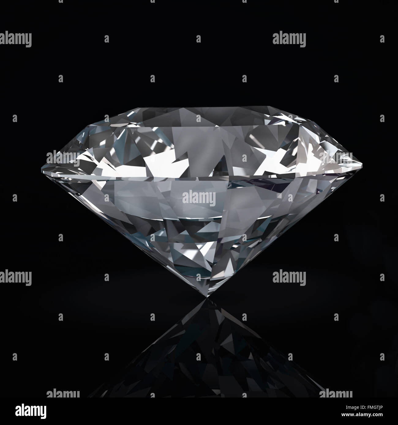 Large clear luxury diamond jewels with shadows and reflections on dark