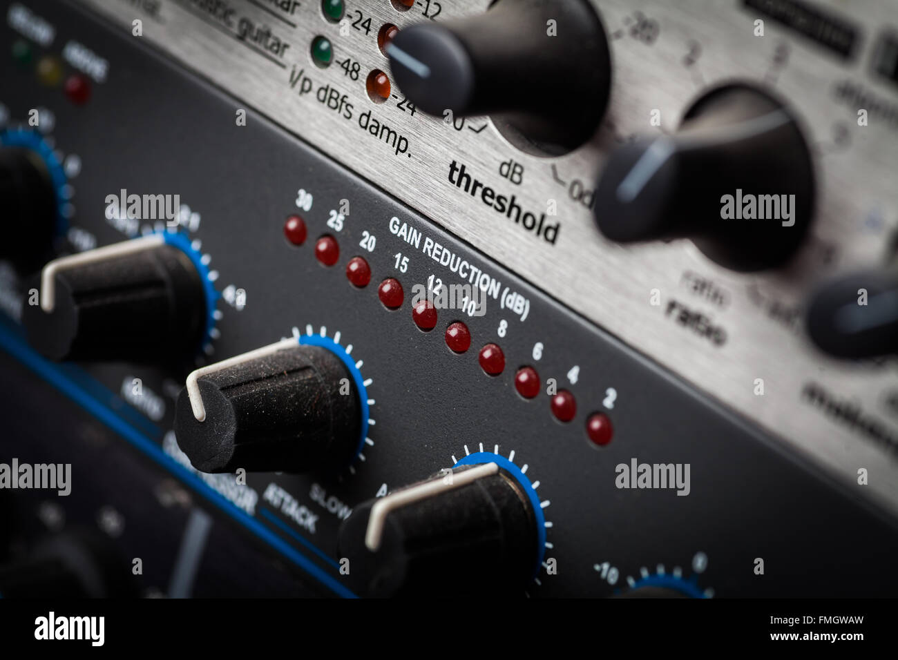 Color image of many buttons in a sound recording studio Stock Photo - Alamy