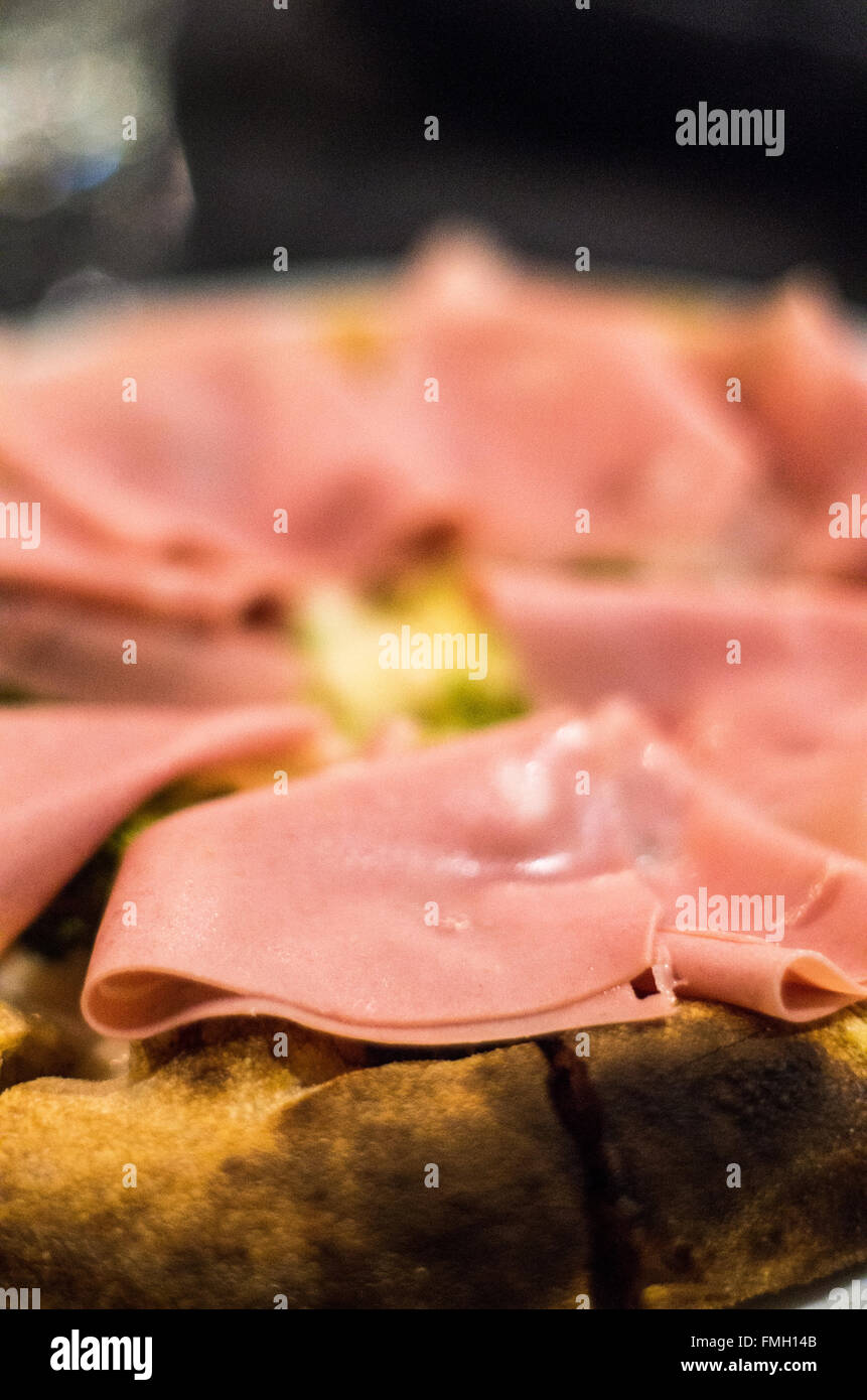 Pizza ham and cheese mortadella bologna in Naples Stock Photo Alamy