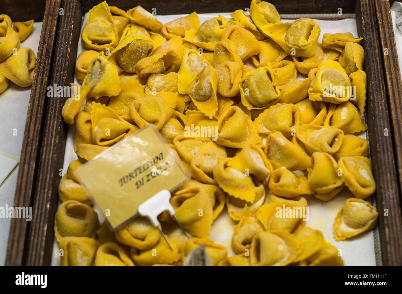 Tortellini, tortelloni, ravioli and tagliatelle Stock Photo