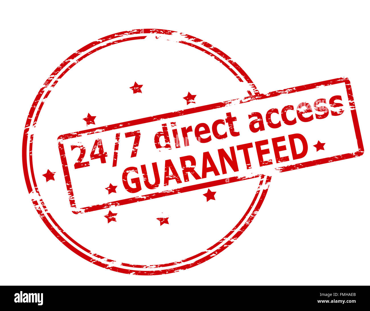 Rubber stamp with text twenty four seven direct access guaranteed inside, vector illustration Stock Photo