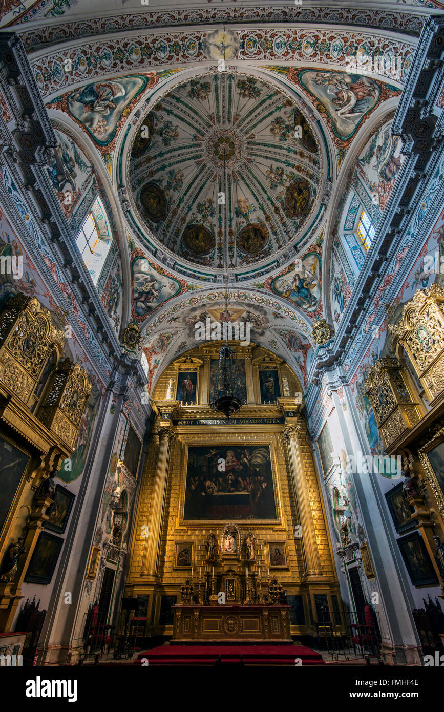Interior of the Church of the Hospital of the Venerable Priests, Seville, Andalusia, Spain Stock Photo