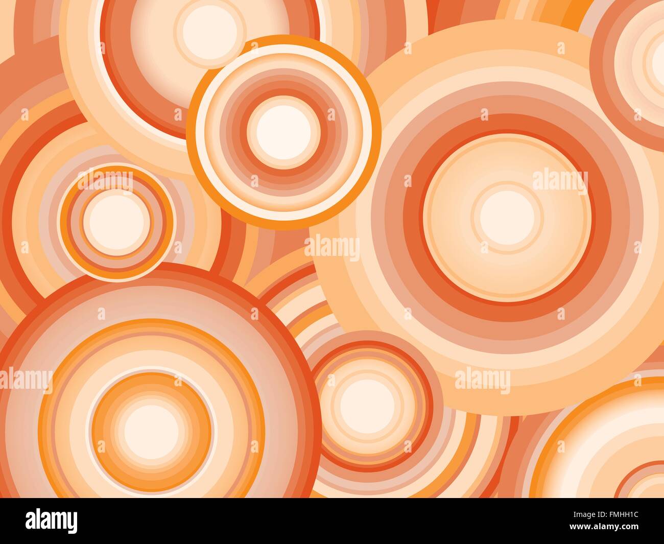 Abstract background with orange shaded concentric circles Stock Vector
