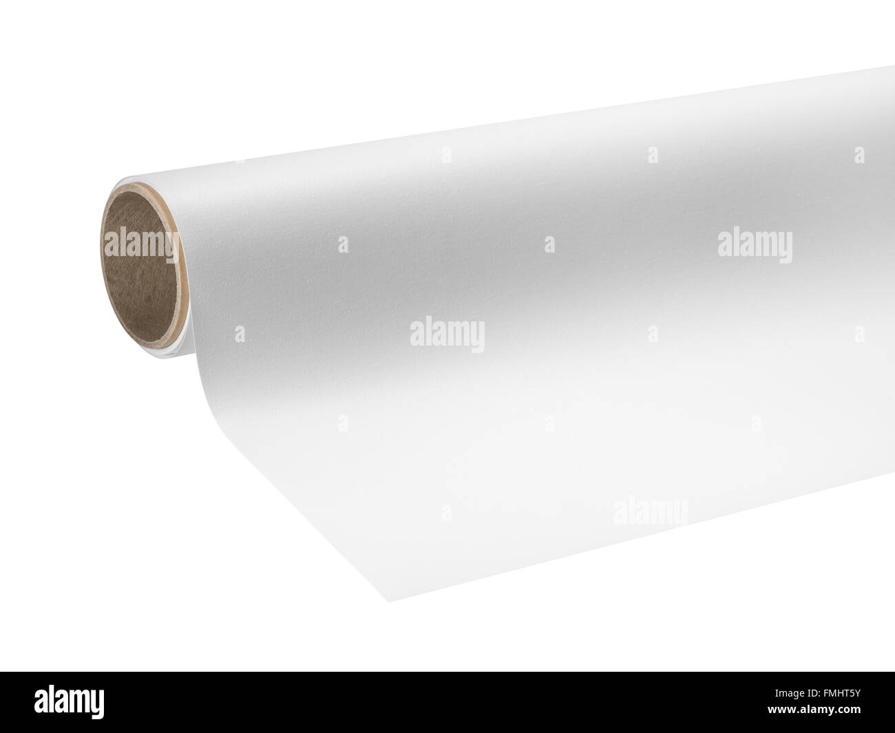 detail of a print media roll for wide-format printers in white back Stock Photo