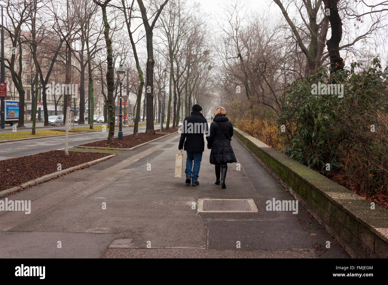 Austrians walking on a pedestrian pathway in Vienna, Austria. Stock Photo