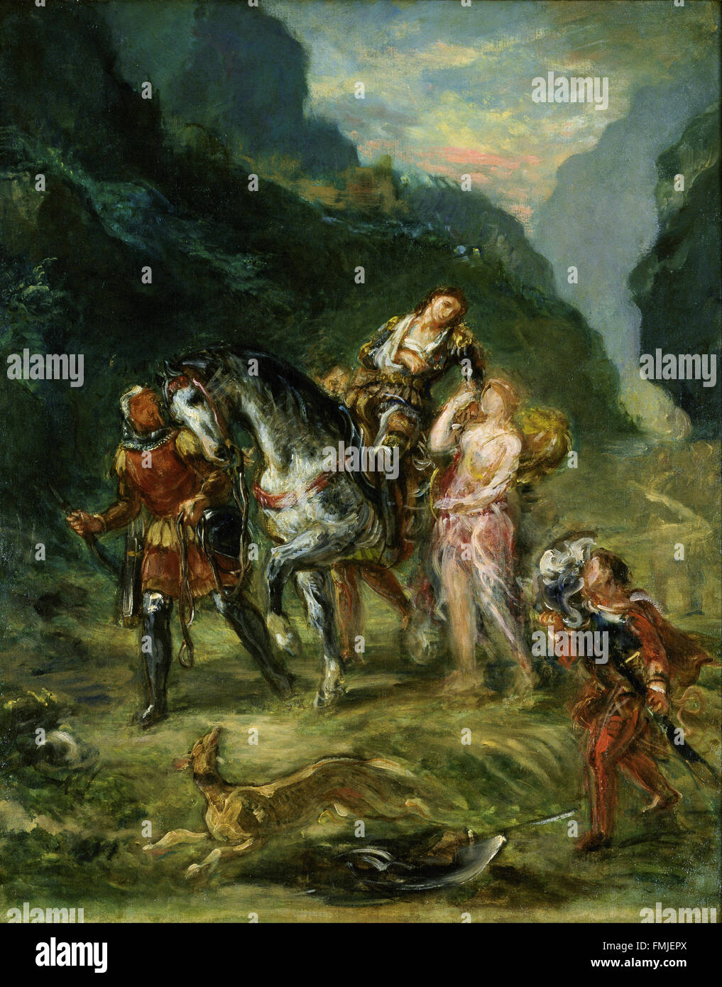 Eugène Delacroix - Angelica and the wounded Medoro Stock Photo