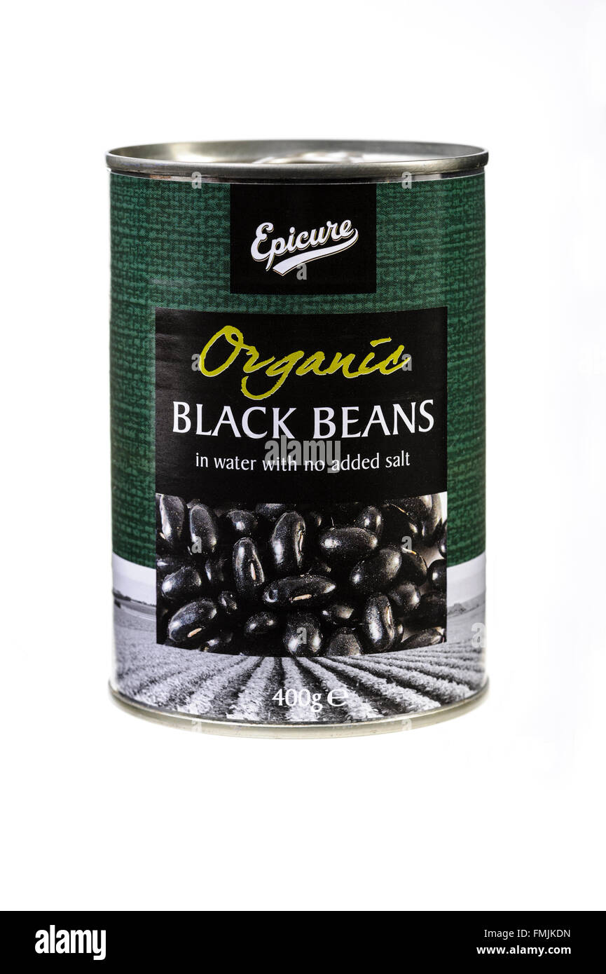 Can of Epicure Black Beans Stock Photo